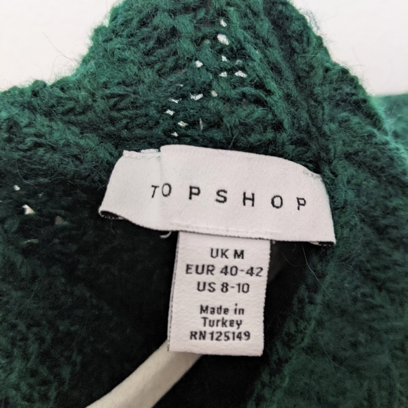 TOPSHOP Green Knit Twist Back Sweater M - Picture 5 of 10